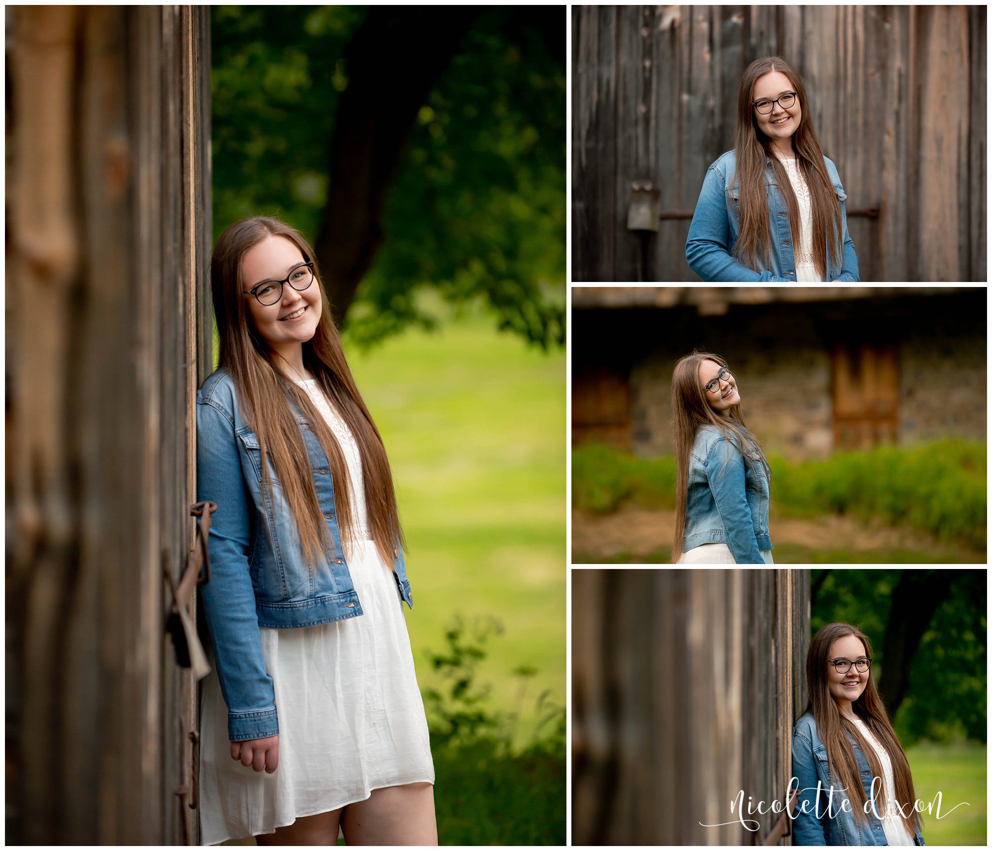 High School Senior Girl Standing Next to Wood Building in Greensboro NC