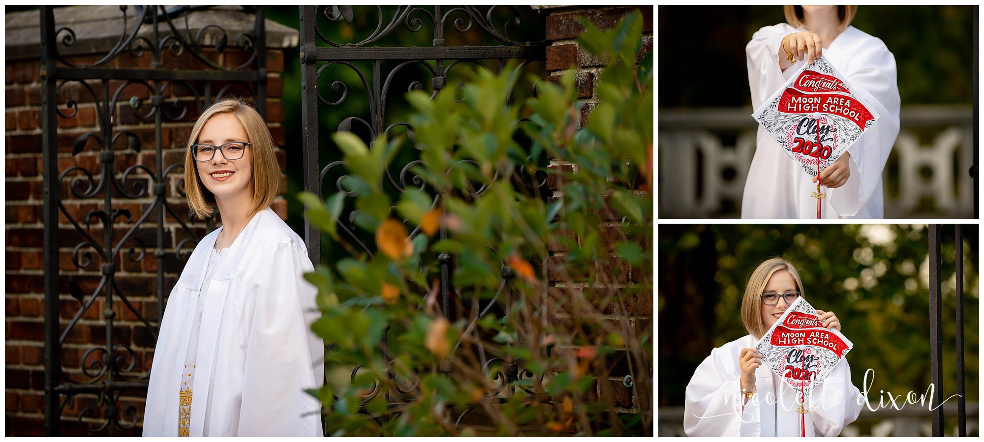 High School Senior Girl Wearing Graduation Gown in Greensboro NC