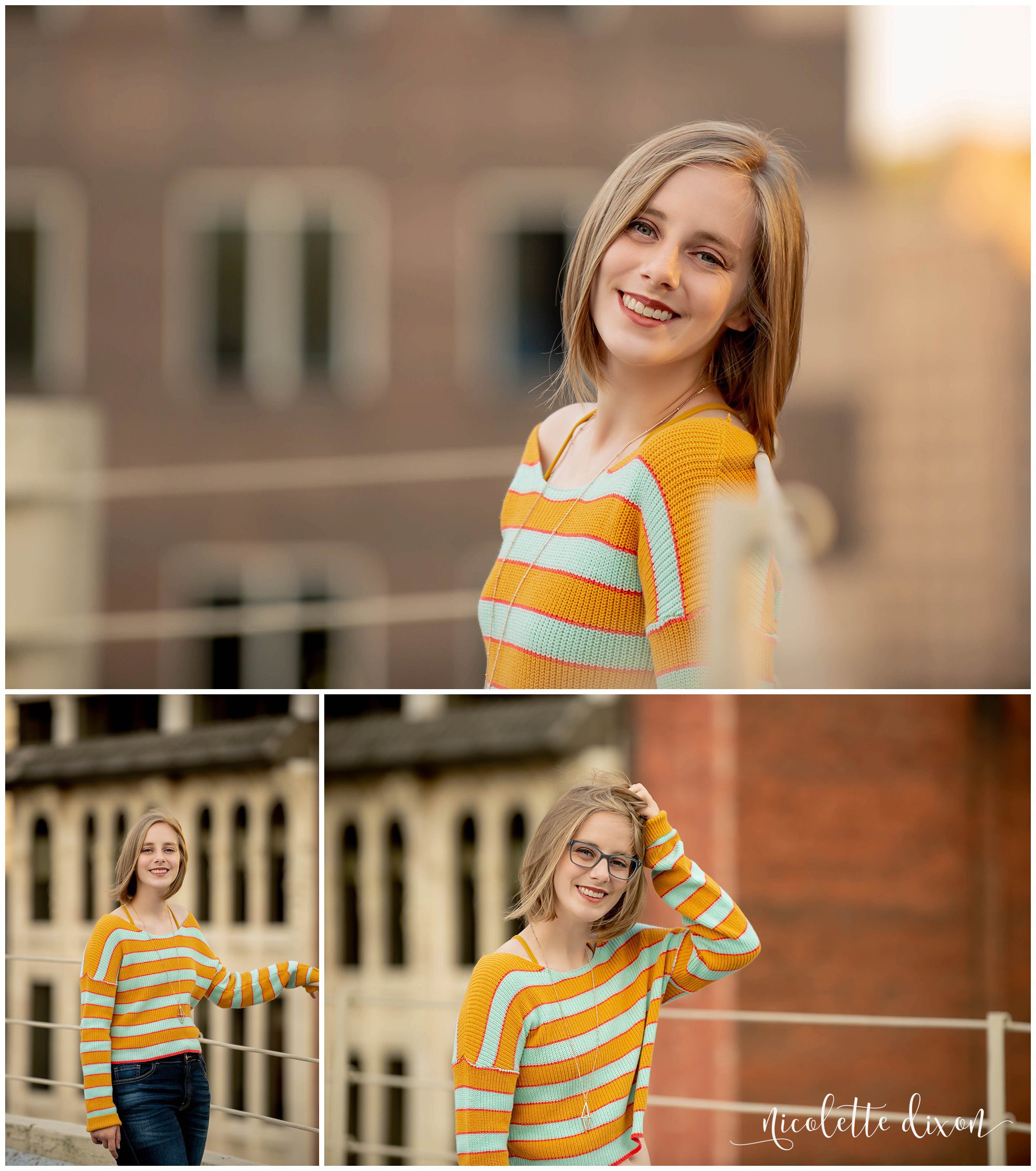 High School Senior Girl Standing in Front of Building in Greensboro NC