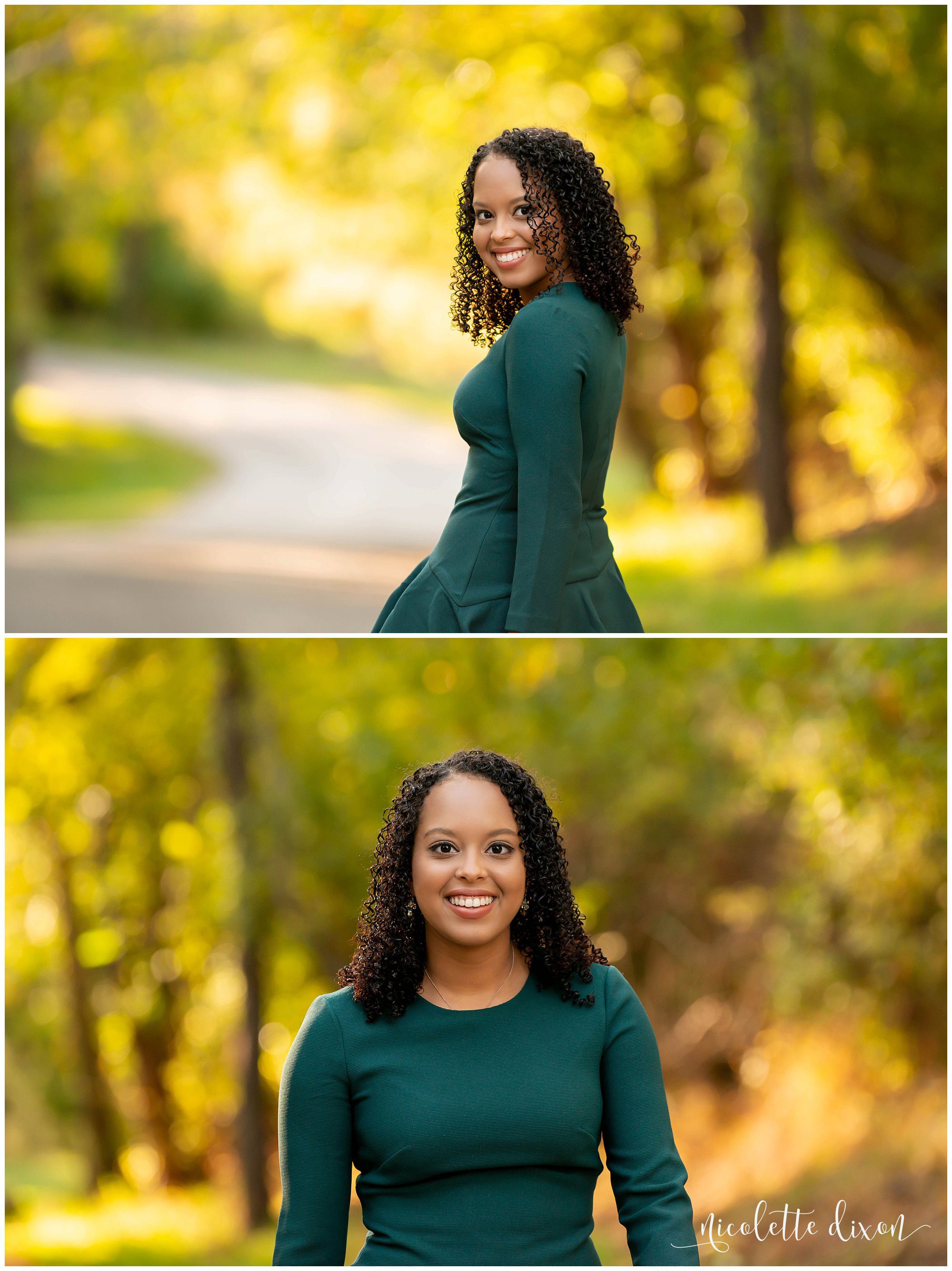 High School Senior Girl Walking on Road in Greensboro NC