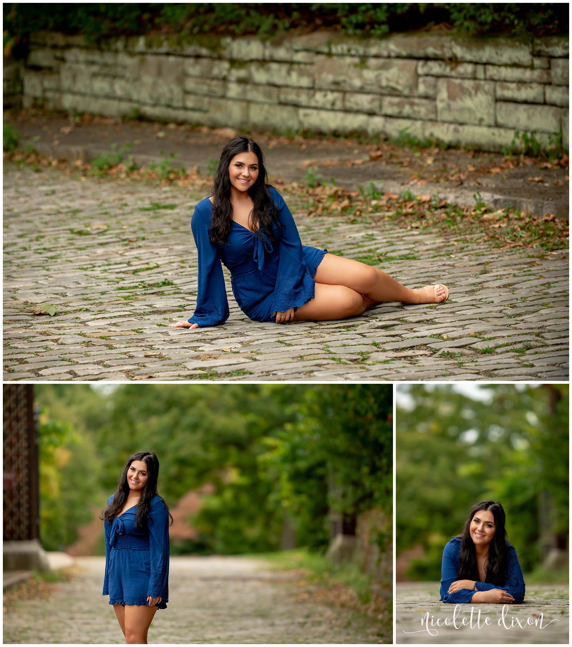 High School Senior Girl Sitting on Road in Greensboro NC