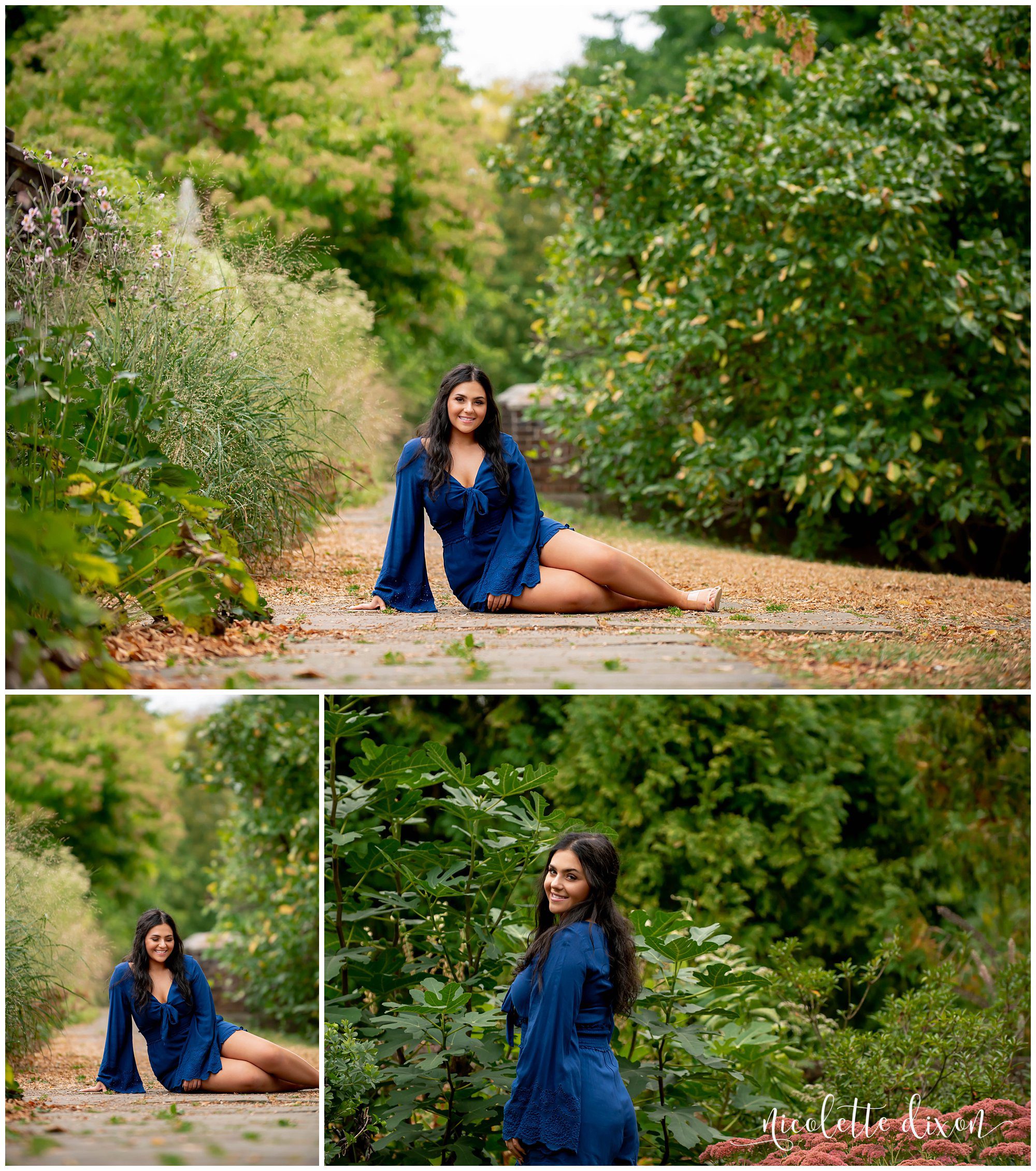 High School Senior Girl Sitting on Path in Greensboro NC