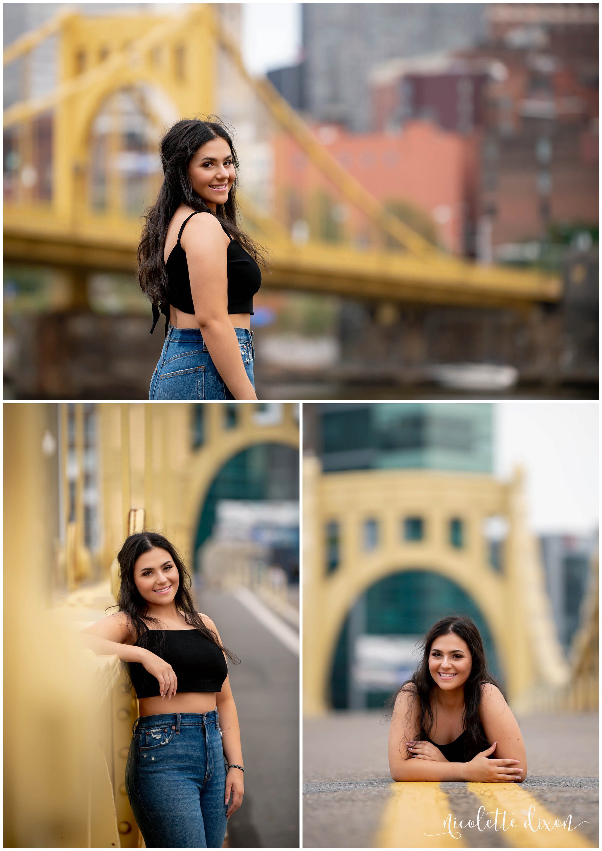 High School Senior Girl Standing on Bridge in Greensboro NC