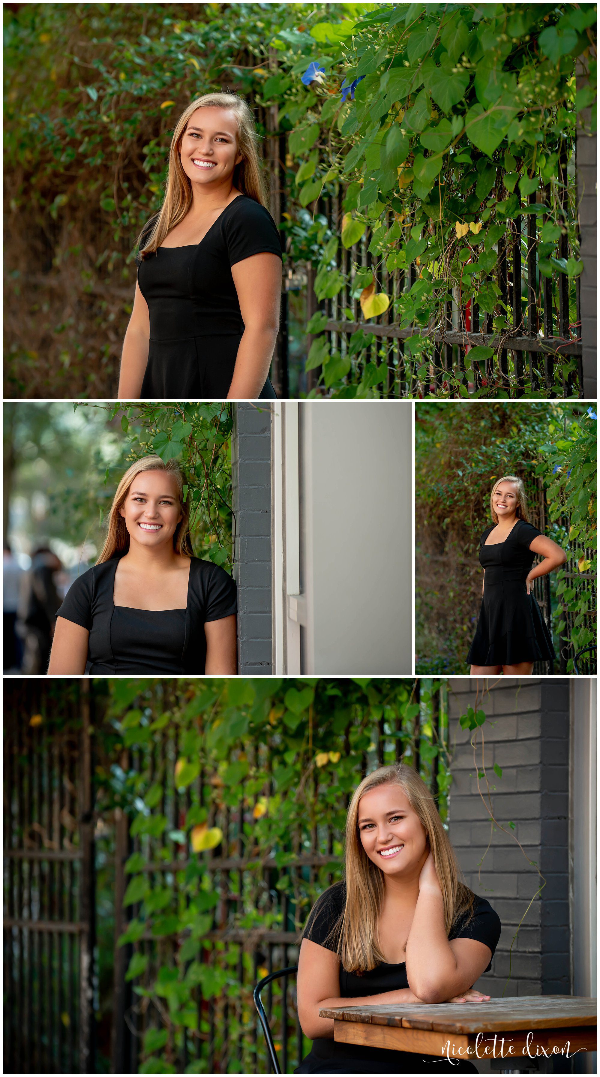 High School Senior Girl Leaning Up Against Leaves in Kernersville near Greensboro NC