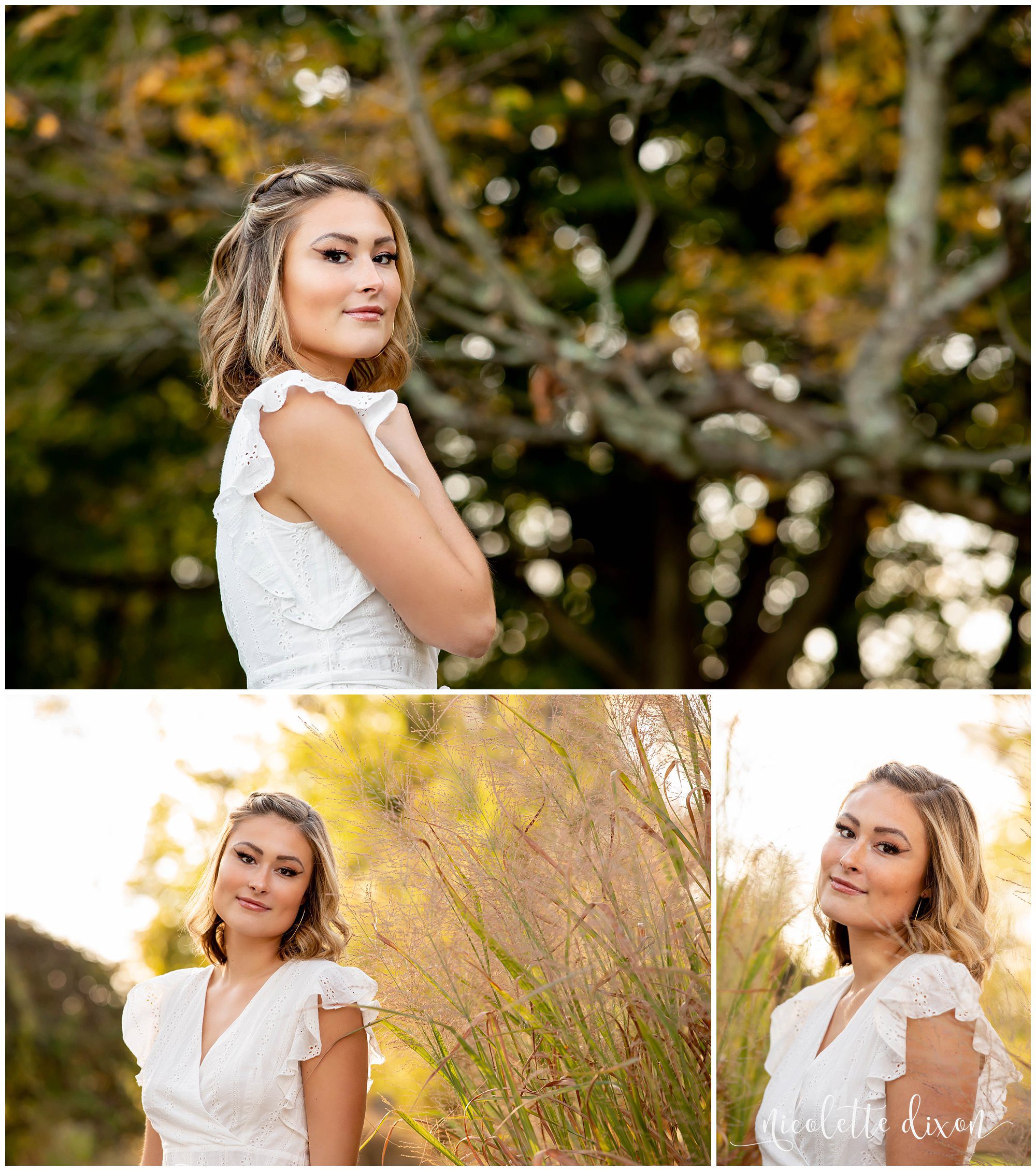 High School Senior Girl Standing in Front of Tree in Greensboro NC