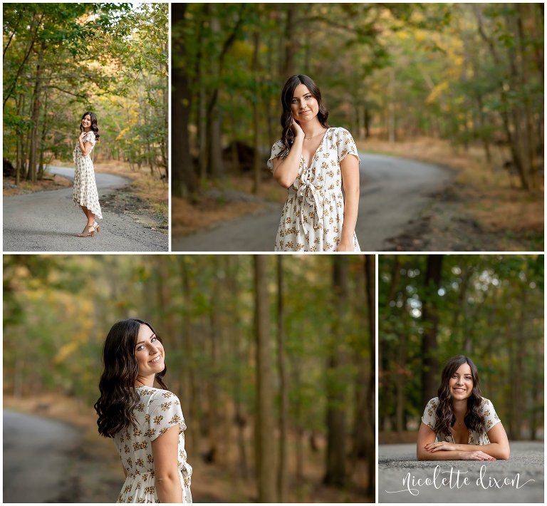 High School Senior Girl Standing on Road in Hartwood Acres Mansion near Pittsburgh