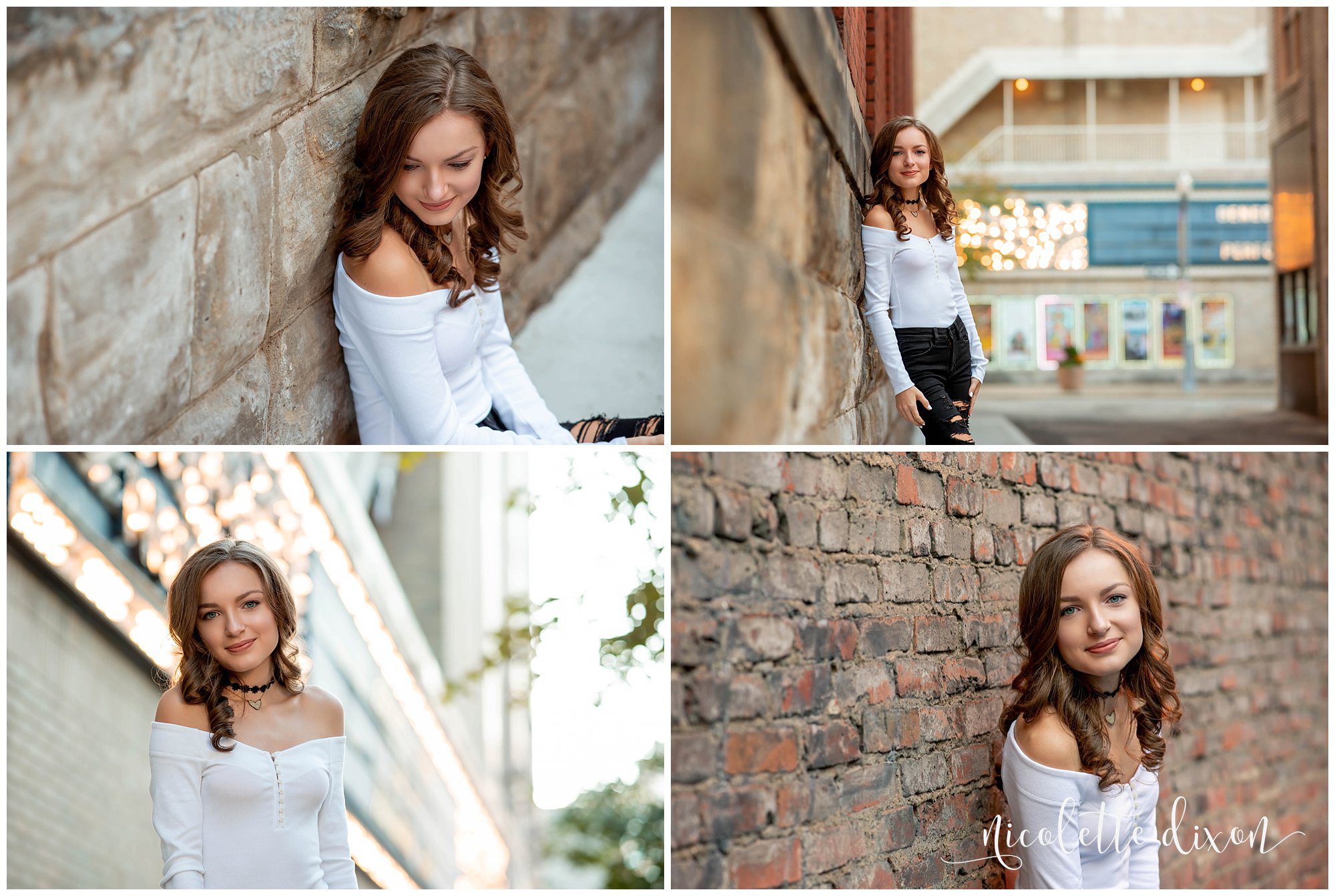 High School Senior Girl Sitting in Alleyway in Downtown Pittsburgh