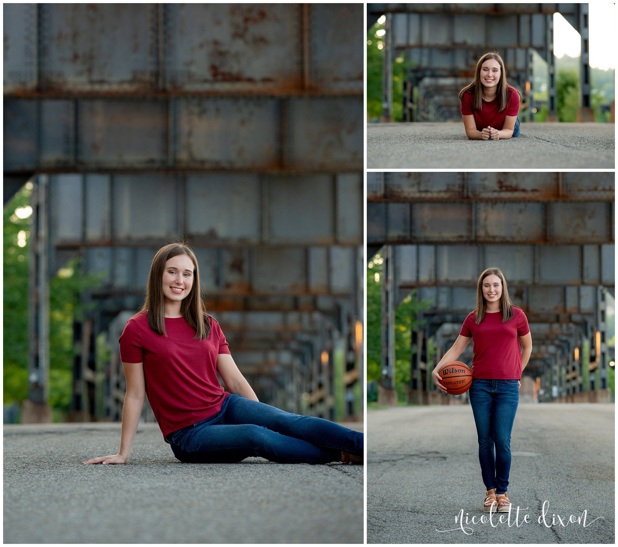 High school senior girl standing in street in Lawrenceville near Pittsburgh