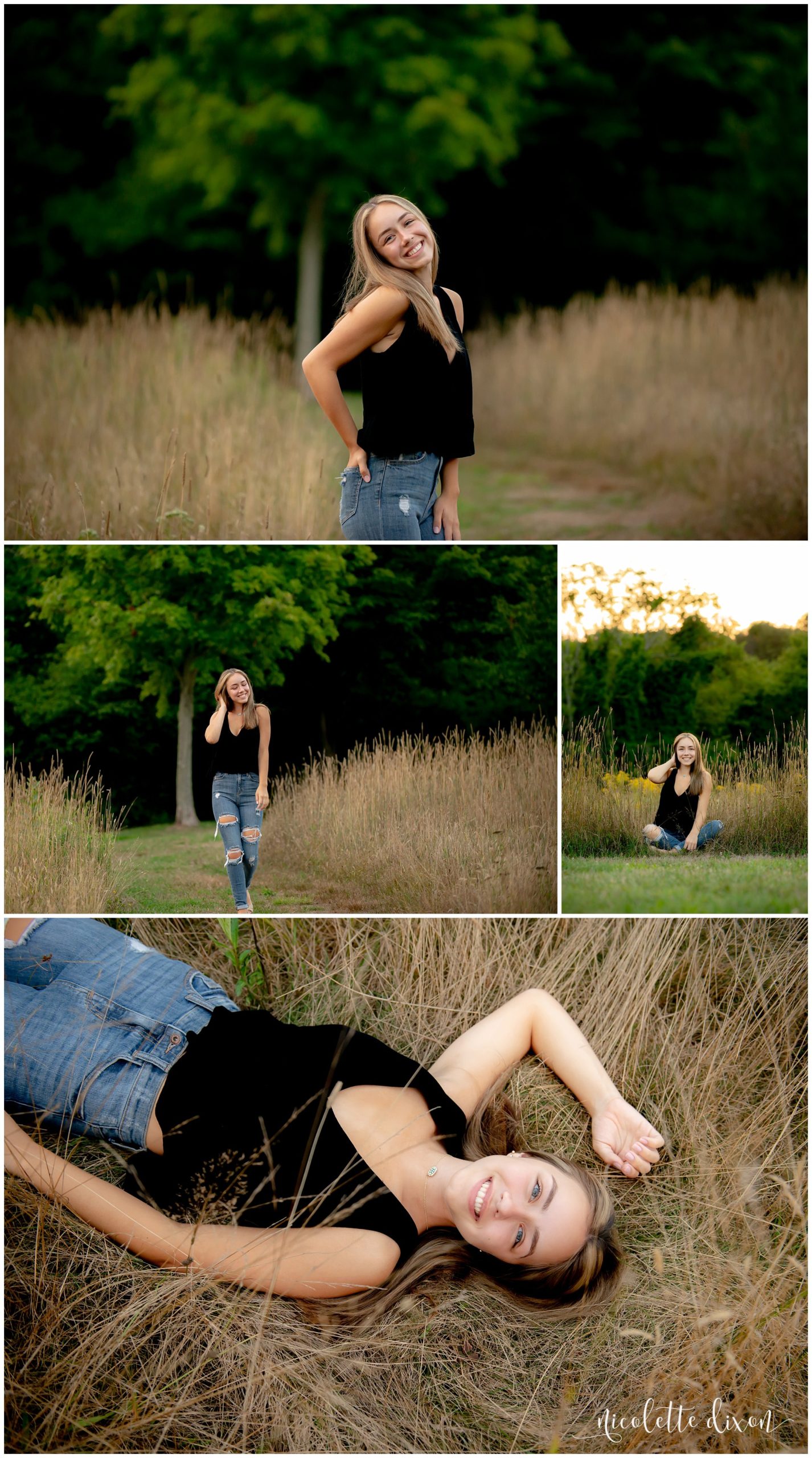 High School Senior Girl Laying in Field at Sewickley Heights Borough Park Near Pittsburgh