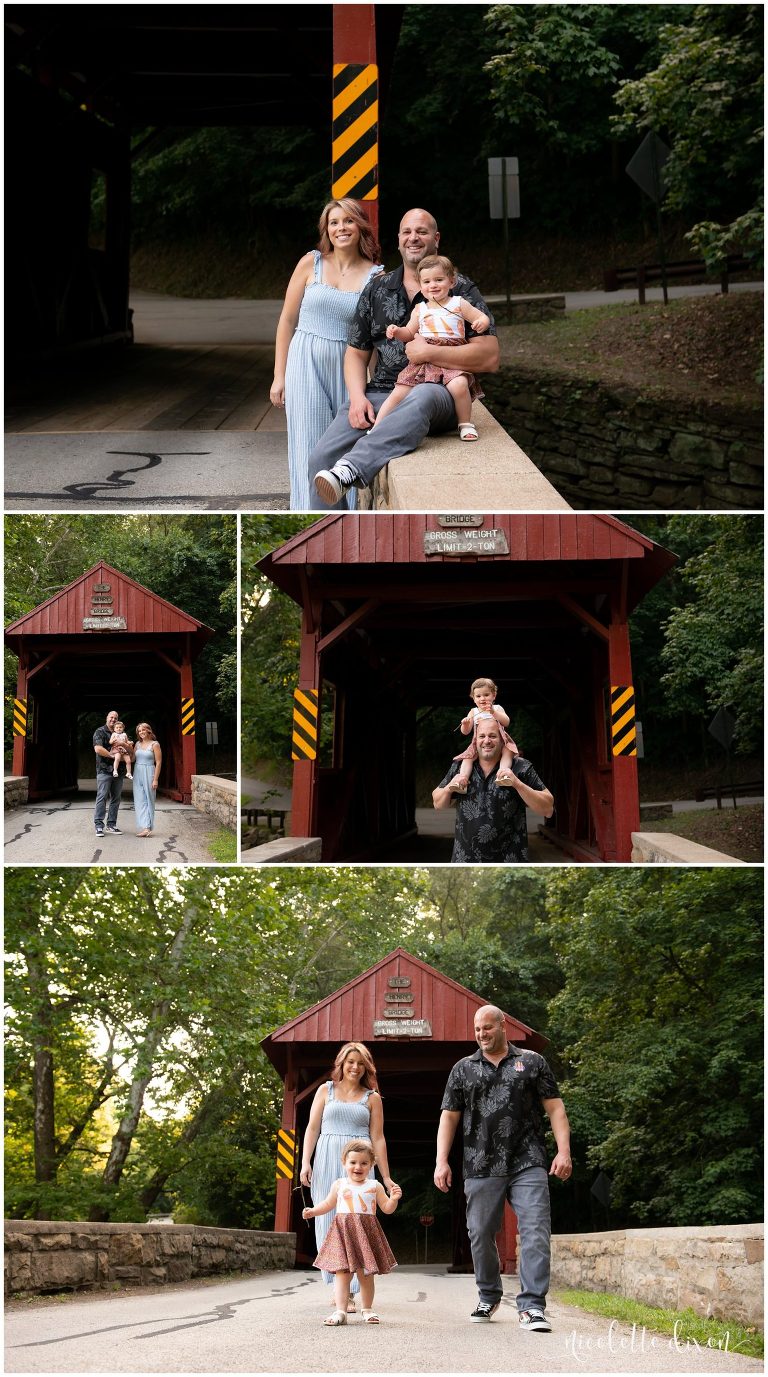 Mom and dad playing with daughter at Mingo Creek County Park near Pittsburgh