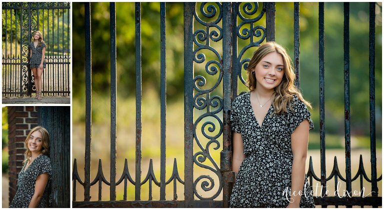 High School Senior Girl Standing in Front of Gate at Mellon Park near Pittsburgh