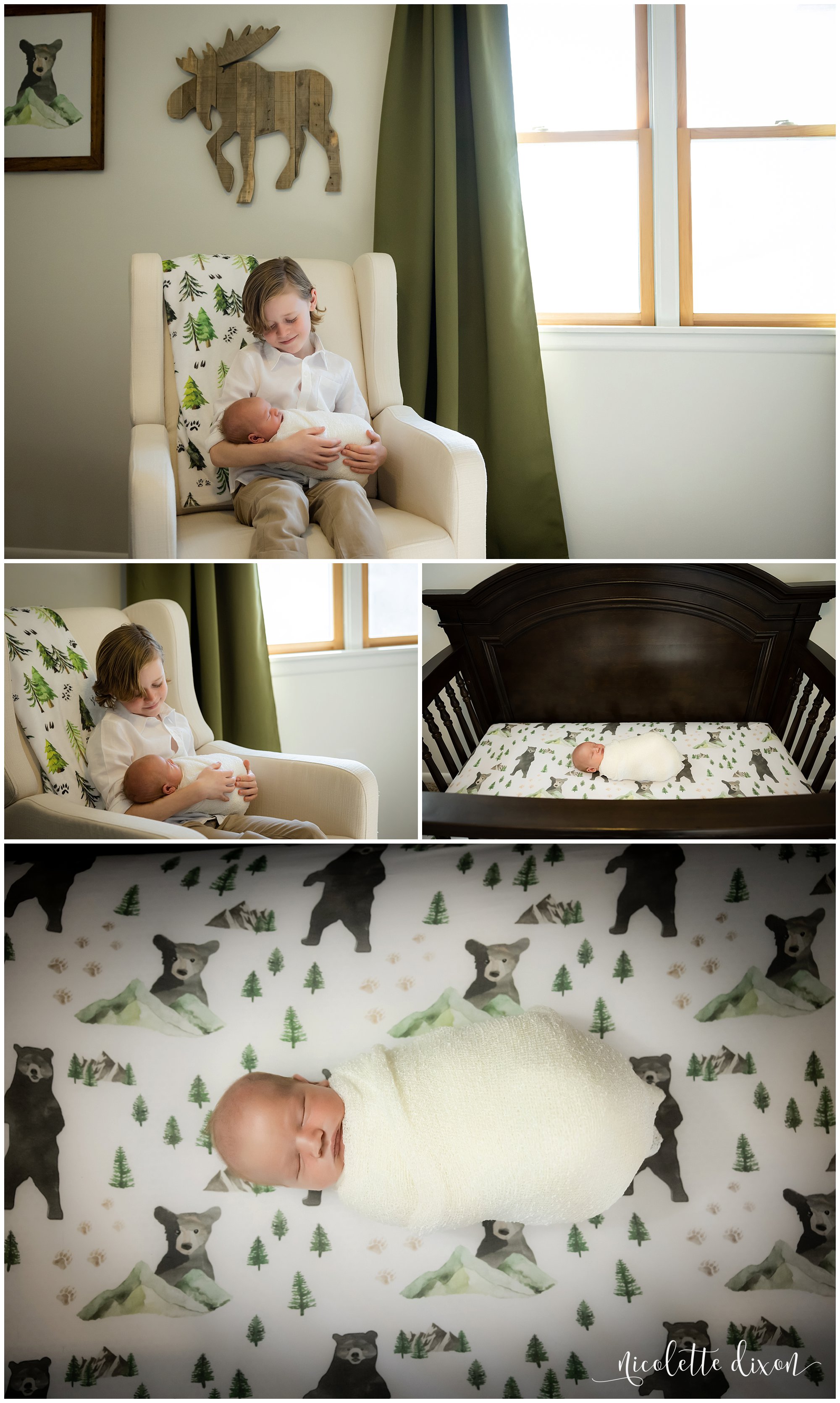 Brother Holding Newborn Baby Boy in Home in Cranberry Township near Pittsburgh