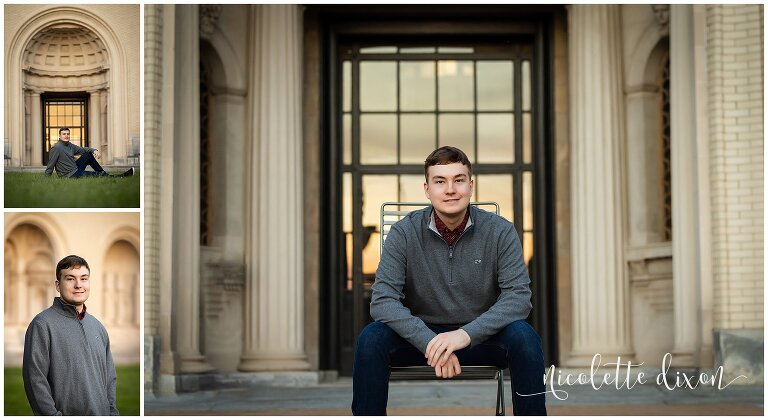 College Graduate Sitting in front of building on Carnegie Mellon University campus in Pittsburgh